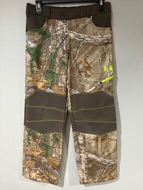 Under Armour Boys' Brown Camo Joggers with Neon Accent